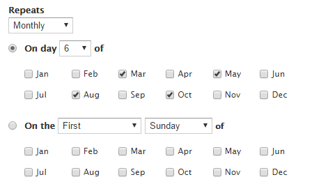 Setting up a monthly repeating date